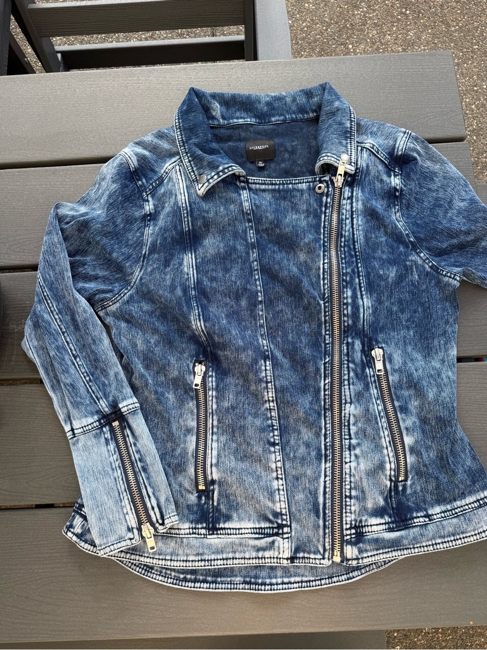 Liverpool Bradford Moto Denim Jacket XL | Like New - Picture 12 of 16